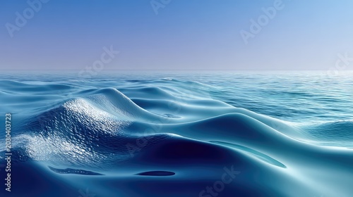 Serene Ocean Waves Under a Clear Sky Capturing the Tranquility and Vastness of Nature in an Exquisite Coastal Landscape Full of Gentle Undulating Water Textures