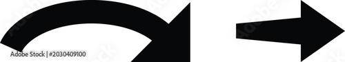 Fotografi Two contrasting black arrows one curved and one straight indicating direction an
