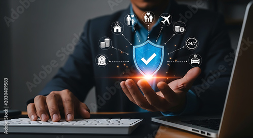 Digital Insurance Protection Services Financial Security Concept