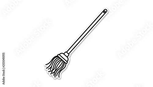 Obraz na plátne Broom Icon, Cleaning Symbol, Vector Broomstick, Black and White Illustration