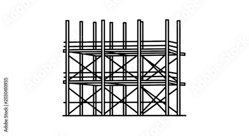 Photos Industrial scaffolding structure for construction work.