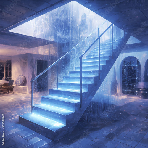Cool Steps, Warm Glow — A Cinematic Contrast of Light and Space