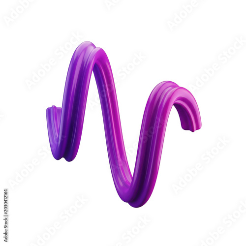 Abstract 3d purple wavy ribbon isolated on transparent background