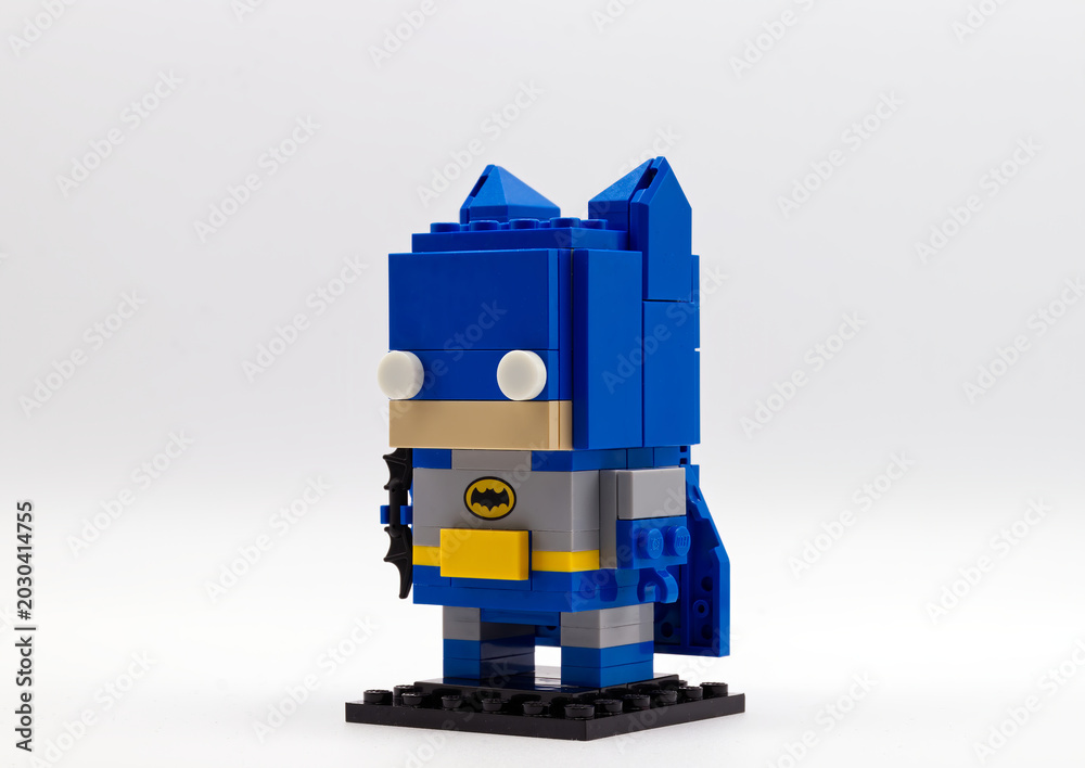 Obraz premium Bologna - Italy - April 12, 2026: Lego building block figurine of Batman, classic superhero character isolated on a white background.