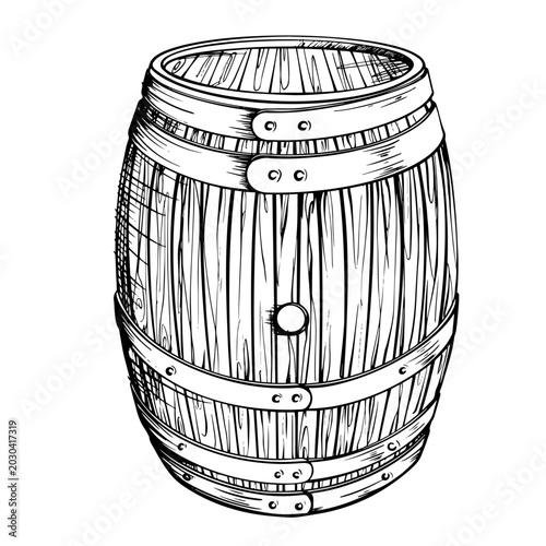 Obraz na płótnie A wooden barrel with a bung for storing wine or other alcoholic beverages