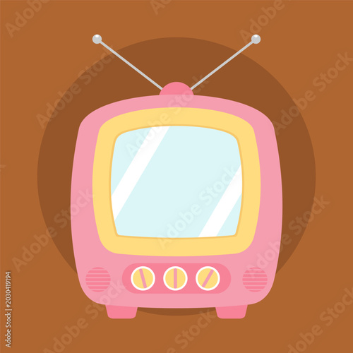 Cute pink retro tv vector illustration