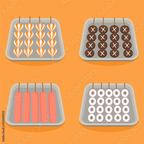 Illustration of Satay Skewers Asian Street Food 