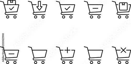 Tableau sur toile Collection of ten simplified line icons representing various window control func