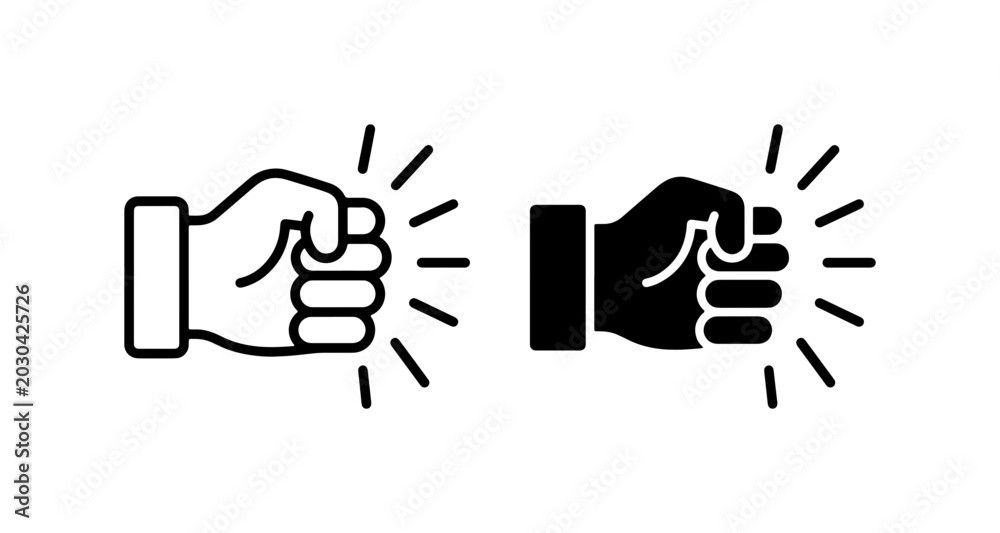 Obraz premium Fist Icon, Power Symbol, Strength Gesture. Vector Graphics.
