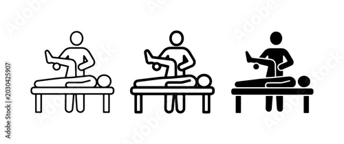 Physical Therapy Icons: Rehabilitation, Massage, Chiropractor, Healthcare