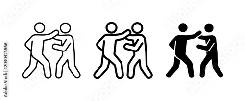 Cuadro en lienzo Fighting Icons, Conflict Symbols, Aggression Vector Graphics