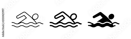 Fotografie Swimming Icons Set, Water Sports Vector Graphics, Aquatic Activity Symbols