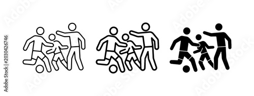 Soccer Family Icons, People Playing Football, Sports Team Vector Graphics
