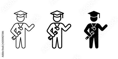 Schilderij op canvas Graduation Icons, Diploma Holder Figures, Academic Achievement Symbols