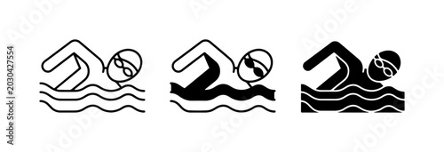Canvastavla Swimmer Icons, Swimming Silhouette, Water Sports Graphics