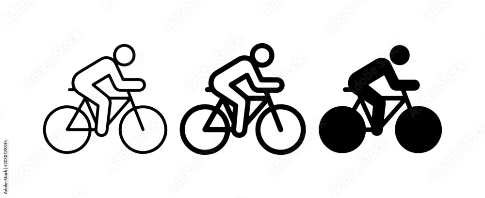 Obraz premium Cyclist Icons, Bicycle Sport Silhouette, Cycling Vector Graphics