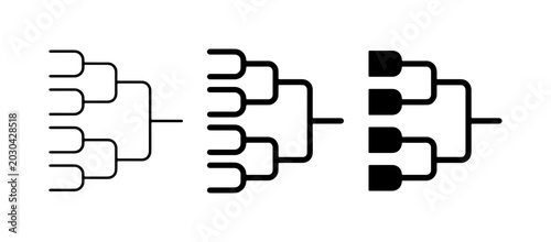 Tournament Bracket Icons, Competition Structure Charts, Sports Playoff Diagrams