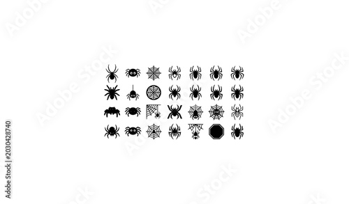 Cuadro en lienzo Spider icon vector set with arachnid and spider web symbols isolated on white ba