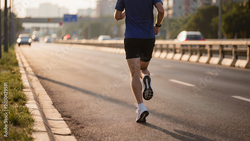 Fotografie Urban Fitness Routine
​Running Along the City Park
​Morning Jog on Asphalt Road