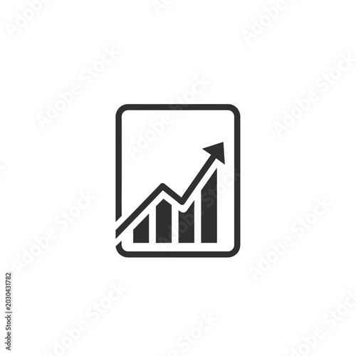 Business document icon with upward growth chart and arrow