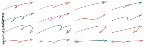 手書きの矢印セット くすみカラーのおしゃれなあしらい