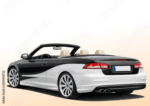Φωτογραφία 085-30-Sports convertible car with a two-tone black and white body design