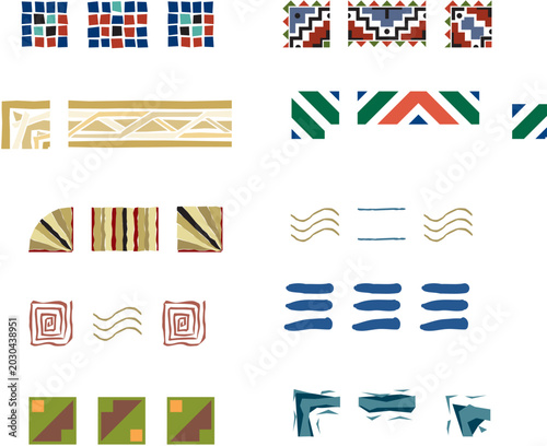 Geometric Patterns, Vector Designs, Abstract Shapes, Colorful Textures, 20 Pattern Elements