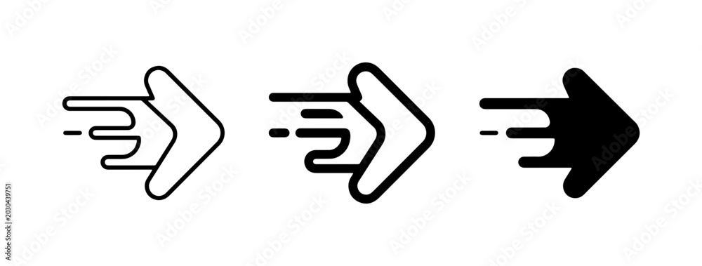 Obraz premium Fast Forward Arrow Icons, Speed Motion Play Button, Next Direction Symbol