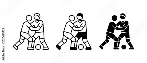 Quadro em tela Soccer Players Tackling, Sports Icons, Football Action Vector Graphics