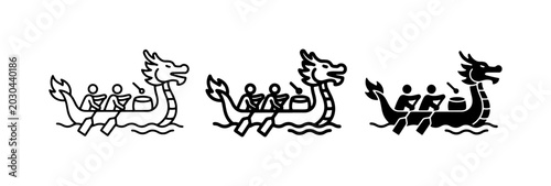 Canvastavla Dragon Boat Race Icons, Traditional Asian Festival Vector Art