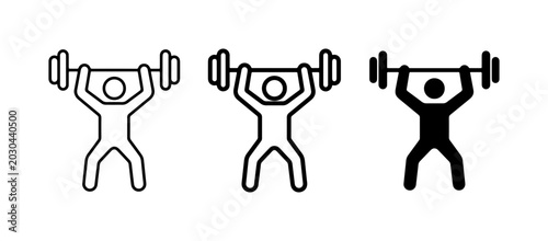 Bild auf Leinwand Weightlifting Icons, Fitness Silhouette, Strength Training Graphics