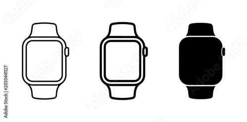 Billede på lærred Smartwatch Icons: Outline, Filled, and Silhouette Styles