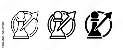 Bild auf Leinwand Chess Pawn Icon Set, Strategy, Growth, Success, Vector Graphics