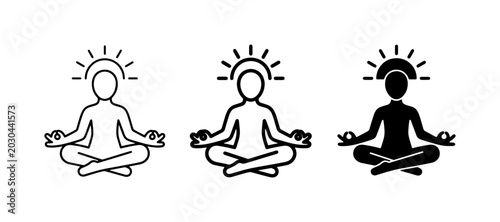 Schilderij op canvas Meditation Icons, Yoga Poses, Mindfulness Graphics, Zen Symbols