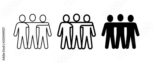 Friendship Icons, Group People Symbols, Teamwork Vector Graphics