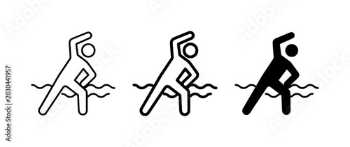 Water Exercise Icons, Swimming Silhouette, Aquatic Fitness Symbols
