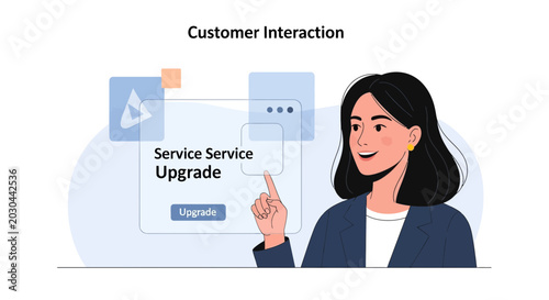Woman Upgrades Service Online via Digital Interface