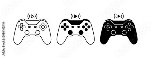 Video Game Controller Icons: Black, White, and Outline Styles for Gaming and Technology