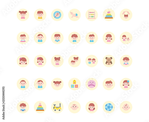 Baby and Childcare Flat Icon Set – Kids, Parenting and Nursery Collection