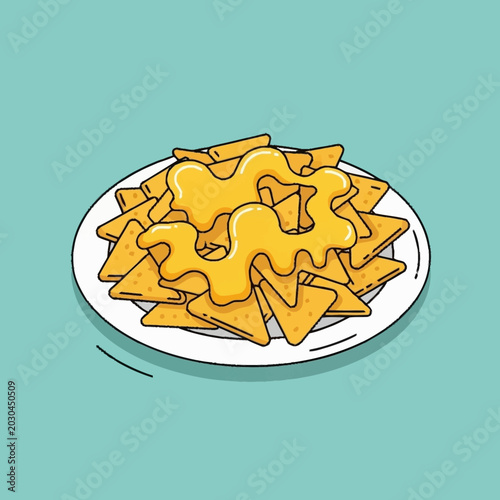 Obraz na płótnie A plate of cheese nachos illustration.