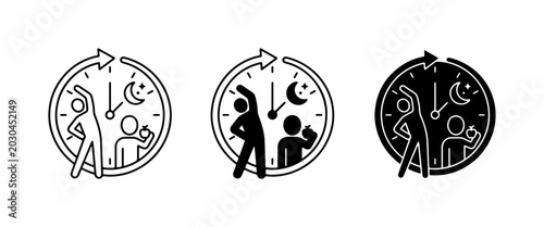 Photography Daily Routine Icons, Time Management, Activity Schedule, Day and Night Cycle