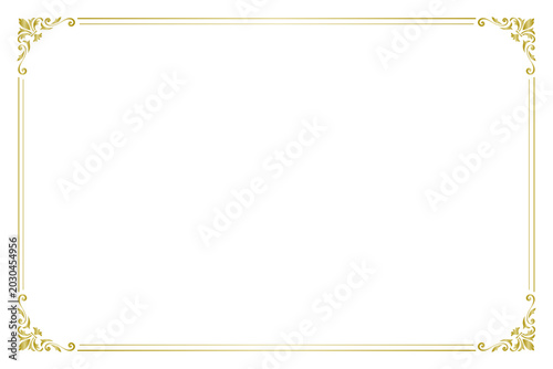 Photography A single European antique frame on a white background, vintage frame background material, gold decorated graphic material, transparent background vector design illustration