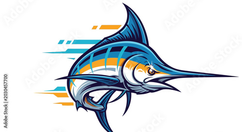 Tableau sur toile Blue Marlin Fish Illustration - Fast Swimming, Ocean Predator, Sport Fishing