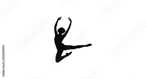 Foto ballerina silhouette in mid air against a white background