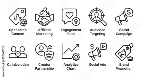 Social Media Marketing Icons Set.
