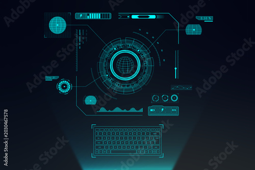 Bild auf Leinwand Smart car navigator interface vector template windshield hologram