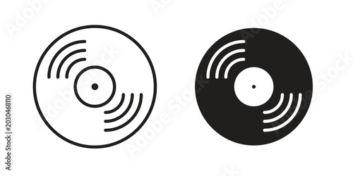Vinyl icon collection on white background. Vector icon art.