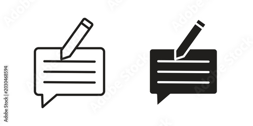 Write comment icon collection on white background. Vector icon art.