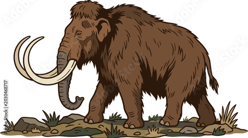 Billede på lærred Mammoth illustration, prehistoric elephant with tusks