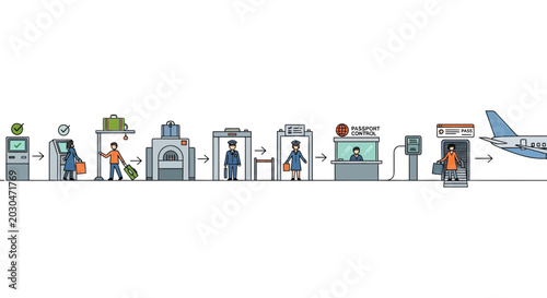 Photos Airport Security and Boarding Process Illustration